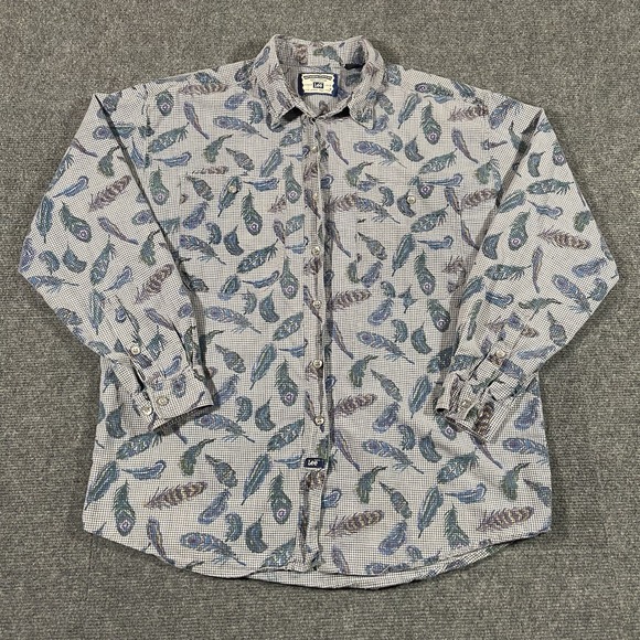 Lee Other - Vintage Lee Shirt Mens M Long Sleeve Button Down Peacock Feather Print Western